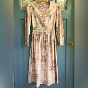 Vintage Laura Ashley Dusty Rose Cotton Tea Dress